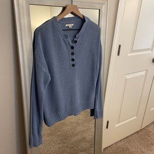 American Eagle Women's Blue Long Sleeve Henley Pullover Sweater Size S